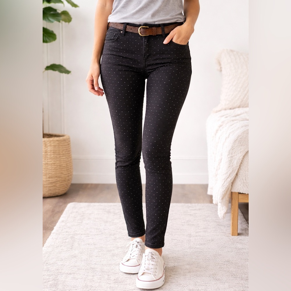 Democracy Black Polka Dot Jeans – Size 6